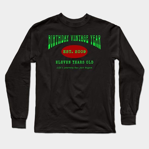 Birthday Vintage Year - Eleven Years Old Long Sleeve T-Shirt by The Black Panther